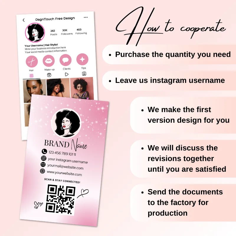 DsgnTouch Custom Glossy Business Cards for Artist Hair Nails Boutique Free Unique Design Service Fast Worldwide Shipping