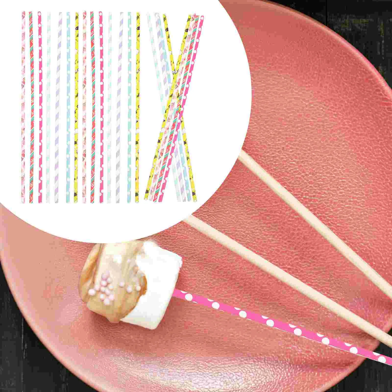 50 Pcs Marshmallow Stick Fancy Candy Cotton Sticks Lollipop Holder for Lollipops DIY