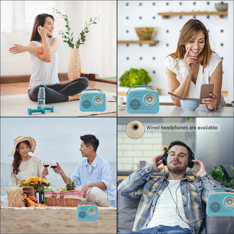 HFES USB BT SD FM AUX Conectividade Ideal Vintage Bluetooth Rádio Multifuncional Design Retro Adequado para Casa E Escritório C