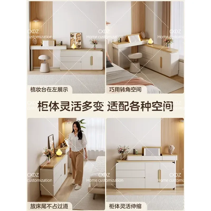 Corner comb cabinet dresser chest cabinet integrated desk 2026 new bedside storage cabinet bedroom bay window L-shaped makeup