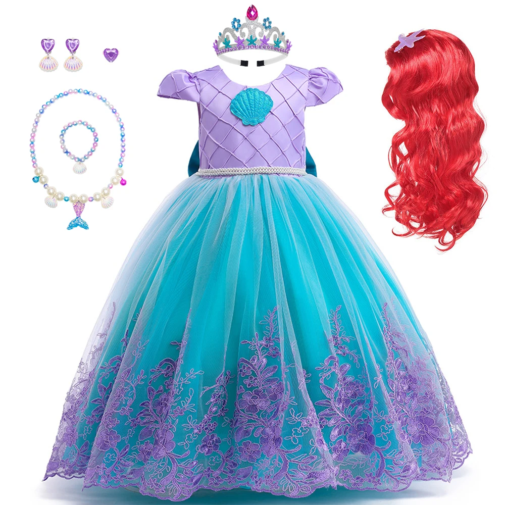 Costume de Sirène Cosplay de Carnaval pour Enfant, Robe Tutu de Princesse à Motif de Coquillage, avec Accessoires, pour ixd'Anniversaire sur le Thème de la Mer