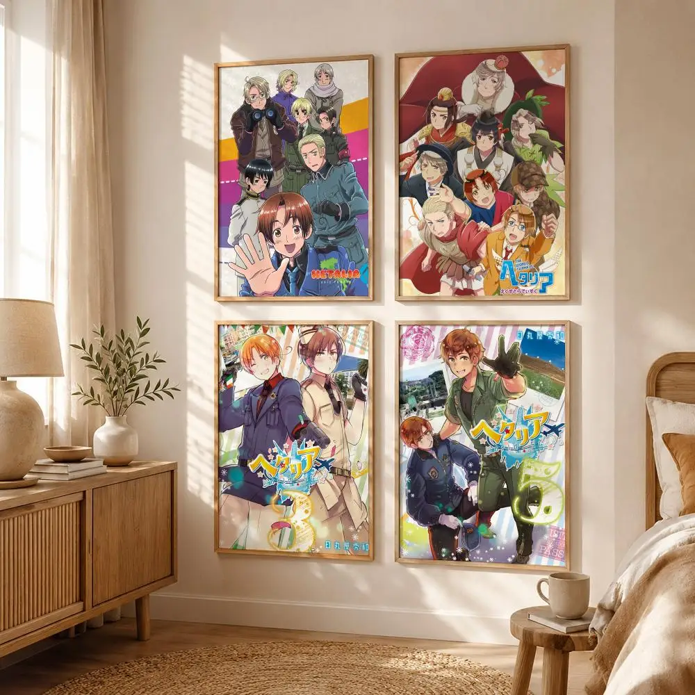 A-Axis Powers Hetalia Axis Powers Poster All-match HD Waterproof Self-Adhesive Wall Art Sticker For Home Bedroom