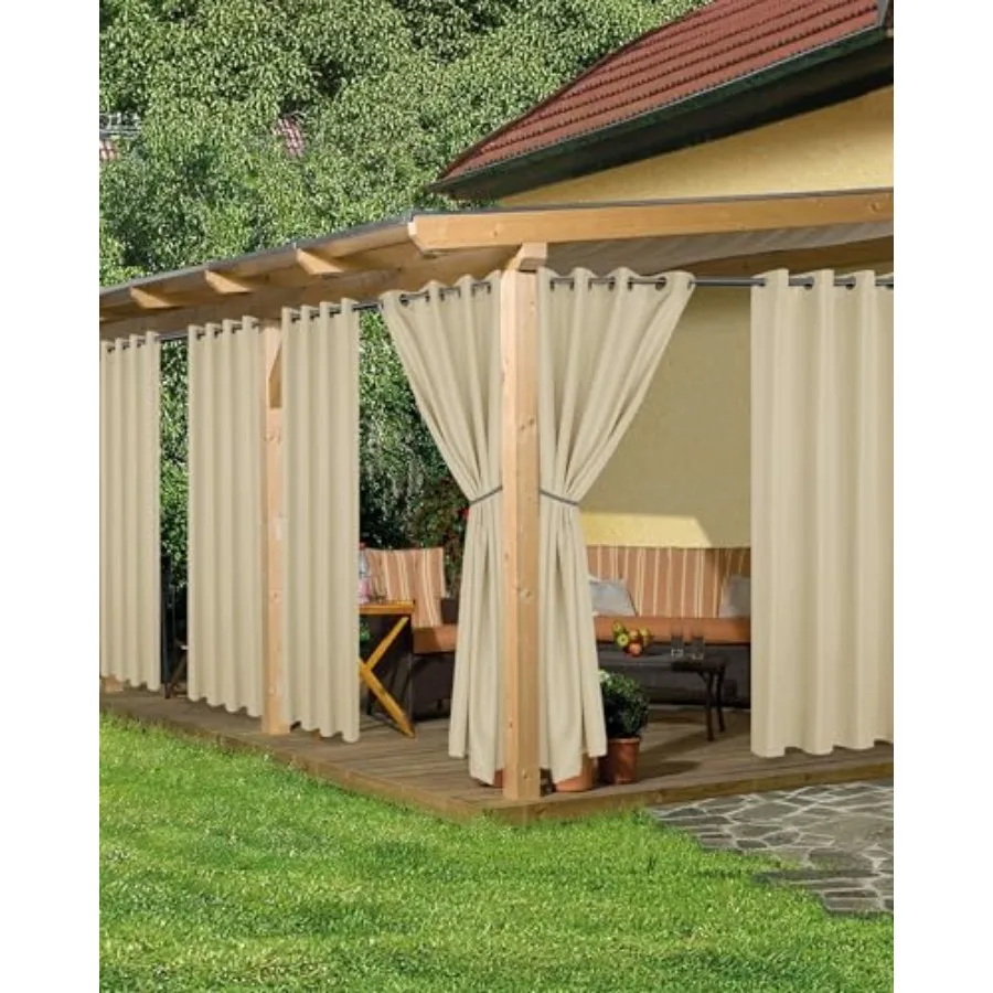 

Outdoor Curtains for Patio Waterproof, 6 Panels - 54x84 Inch - Weatherproof Privacy Outsides Curtains for Cabana Porch Pergola,