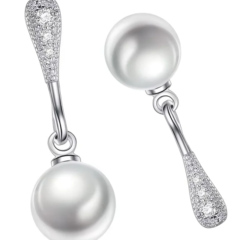 S925 Stamp silver new Zircon Earrings High Quality Retro Simple Cubic Zirconia Hot Sale Pearl Silver Jewelry 2026