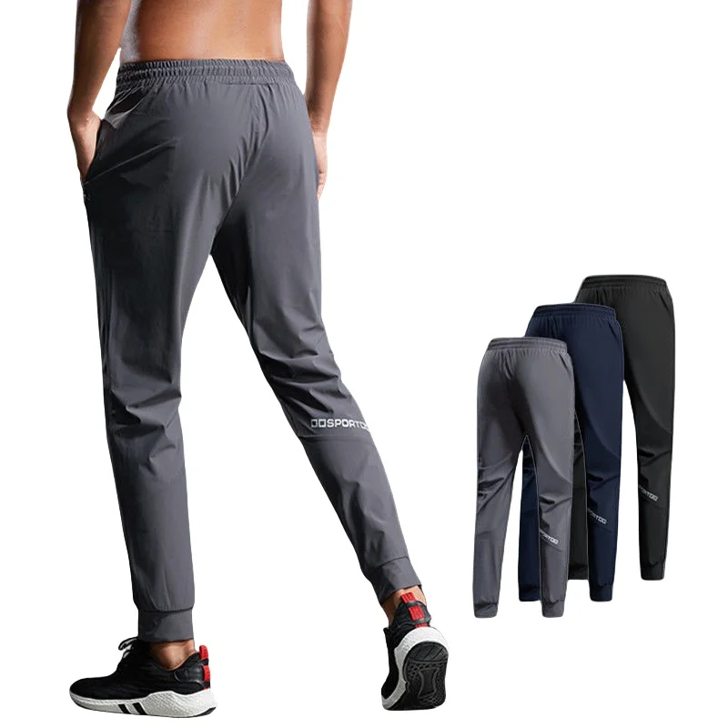 

Quick Dry Ice Silk Men's Summer Sport Pants Thin Casual Outdoor Running Long Trousers Fitness Air Conditioning Thin Pants