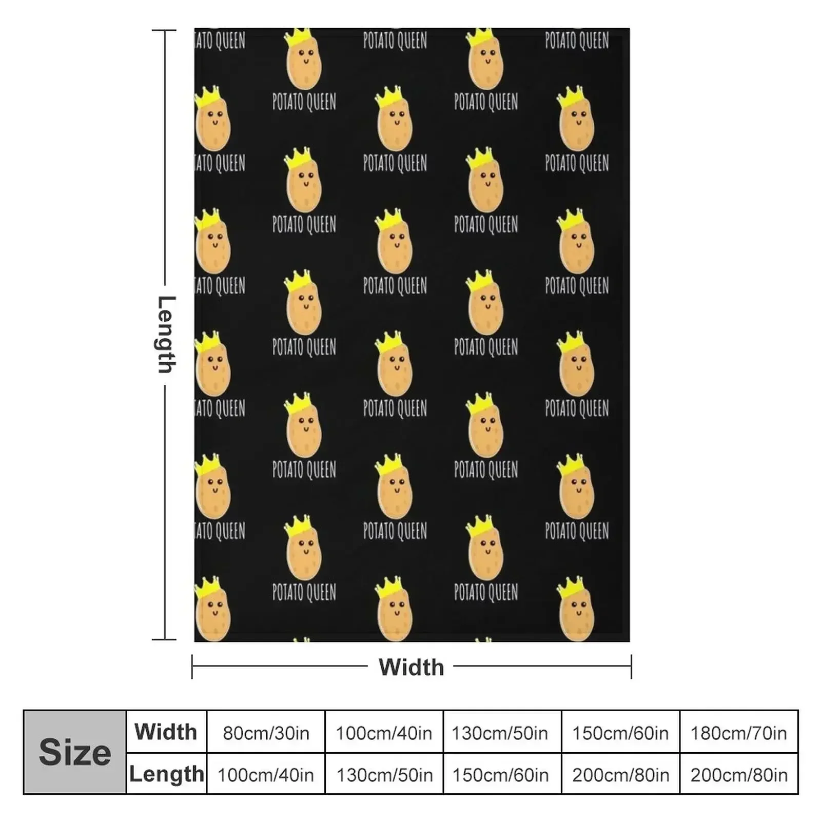 Potato Queen - Funny Potato Gift Throw Blanket couch cozy soft plush fuzzy picnic outdoor blanket