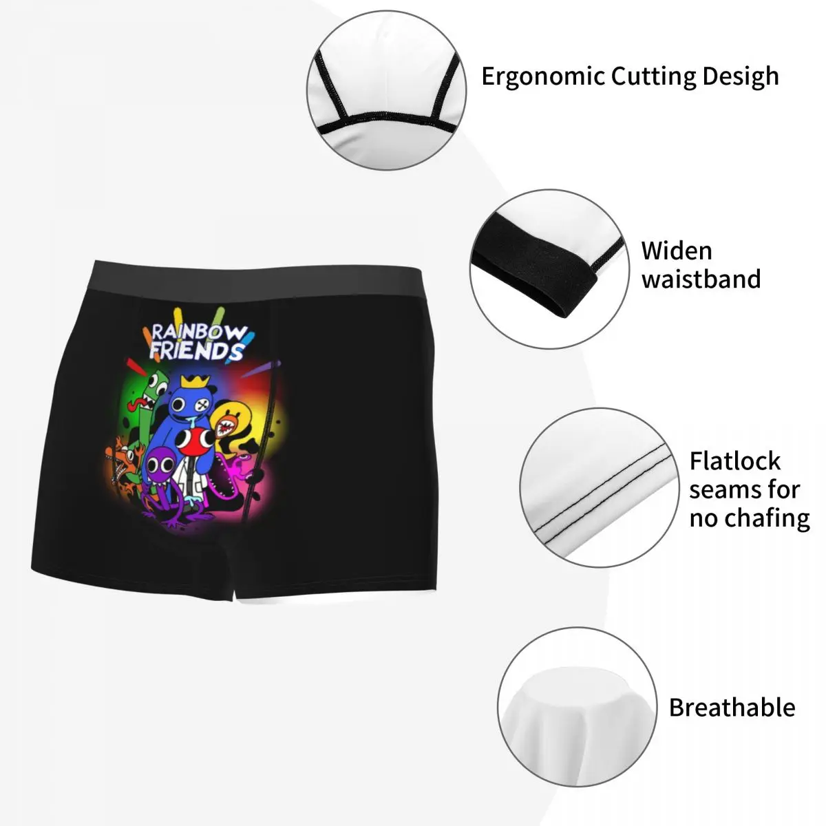 Ropa interior personalizada Rainbow Friends Hug It Out para hombre, calzoncillos Boxer transpirables para videojuegos, pantalones cortos, bragas, calzoncillos suaves para hombre