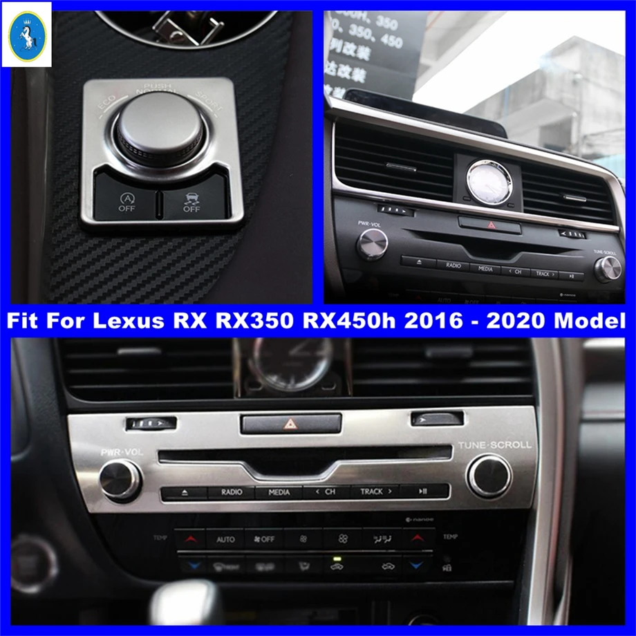 

For Lexus RX RX450h 2016 - 2021 Multimedia Knob Central Control Air AC CD Panel Cover Trim Accessories Interior Refit Silver Kit