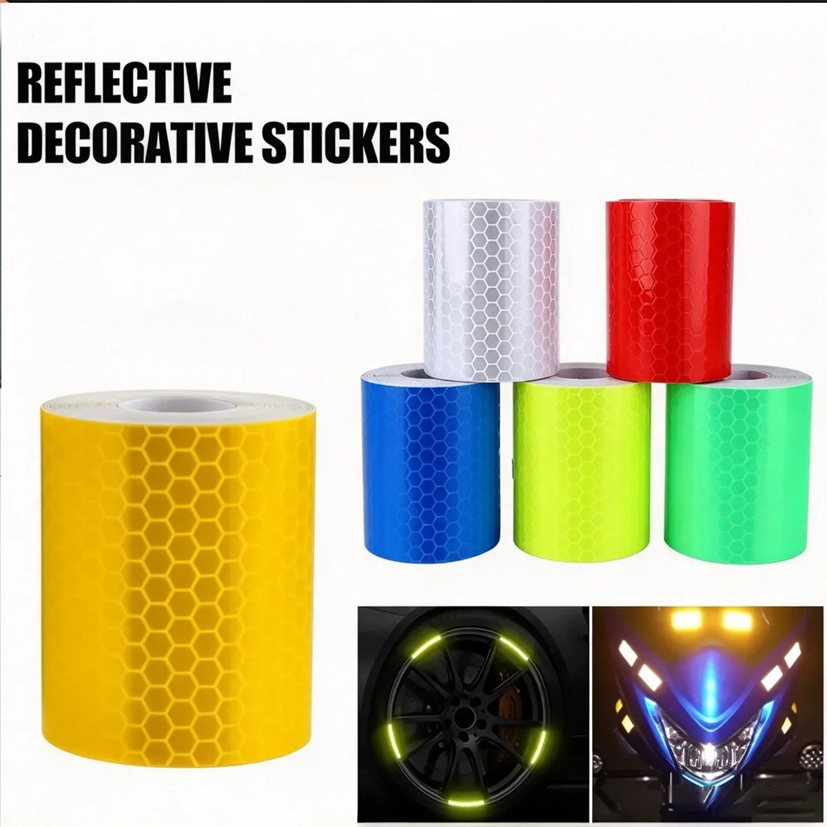1m long solid color reflective waterproof sticker, car modification warning sign, prominent safety reflective strip