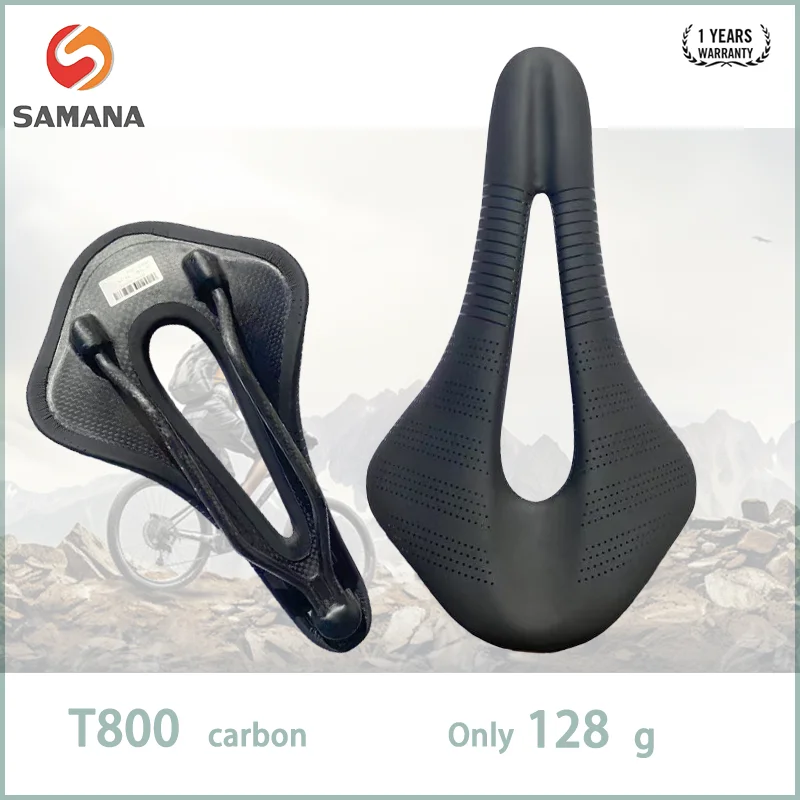 Samana-Black Soft and Comfortable Bike Saddle, Carbon Road Saddle, Mtb, only 128G, T800