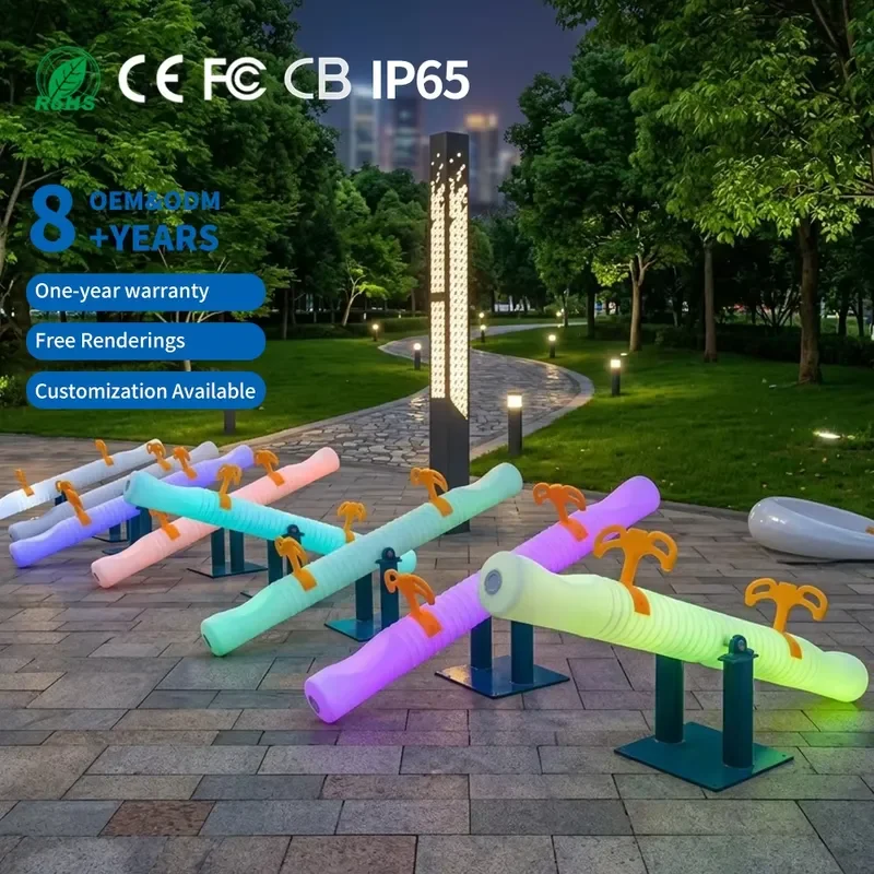 Outdoor Use Garden Decoration LED Illuminated Environmental PE Material IP65 Rated Multi-Color Seesaw Lamp for Adults Party