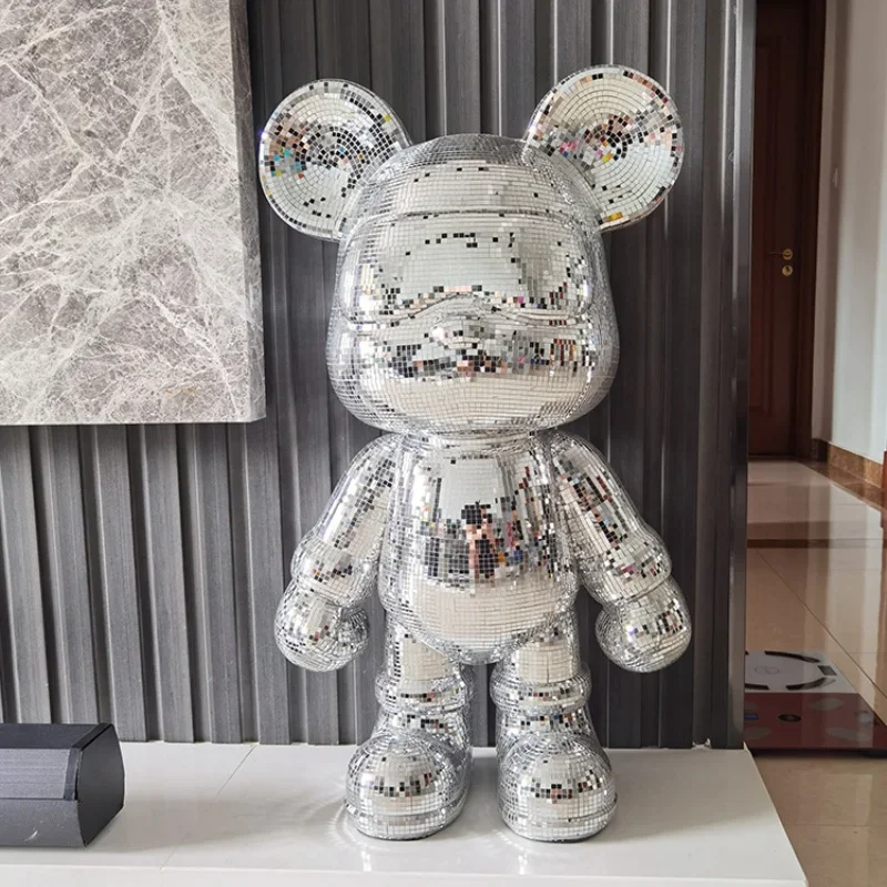 50cm Large Cool Bear Figurine Disco Mirror Violent Bear Statue Reflective Gaint Sculpture Luxury Living Room Decoration Decor
