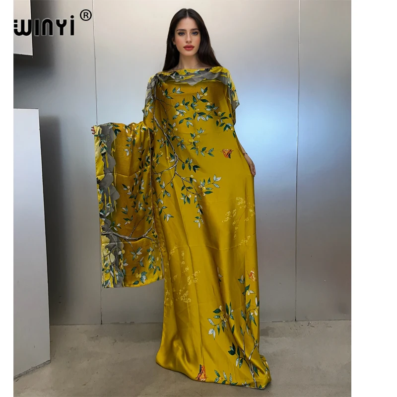 

WINYI muslim african traditional dress for woman abaya dubai luxury Kaftan evening dress Elegant Maxi Length Dress beach covers