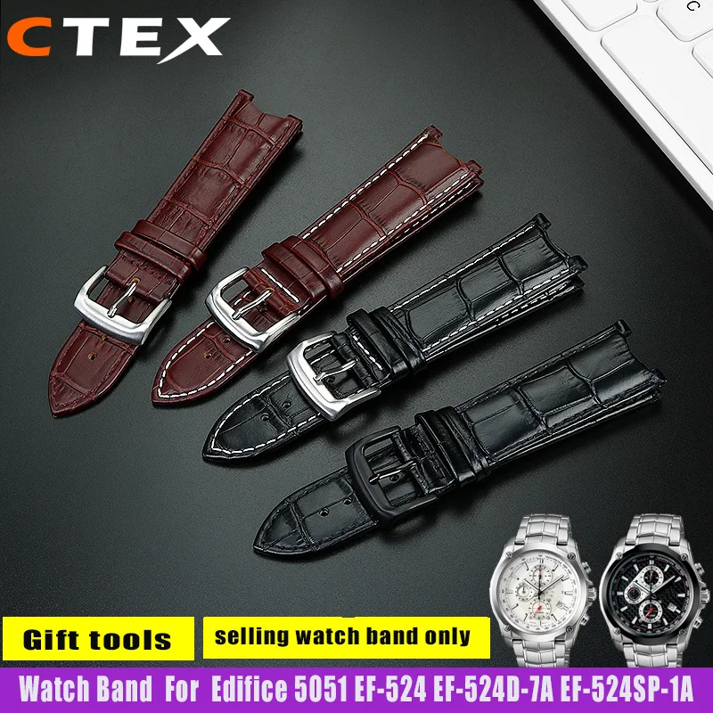 Modified watch band For Casio EDIFICE series EF-524D-7A EF-524SP-1A watch chain 5051 EF-524SP men's leather watch strap 22mm