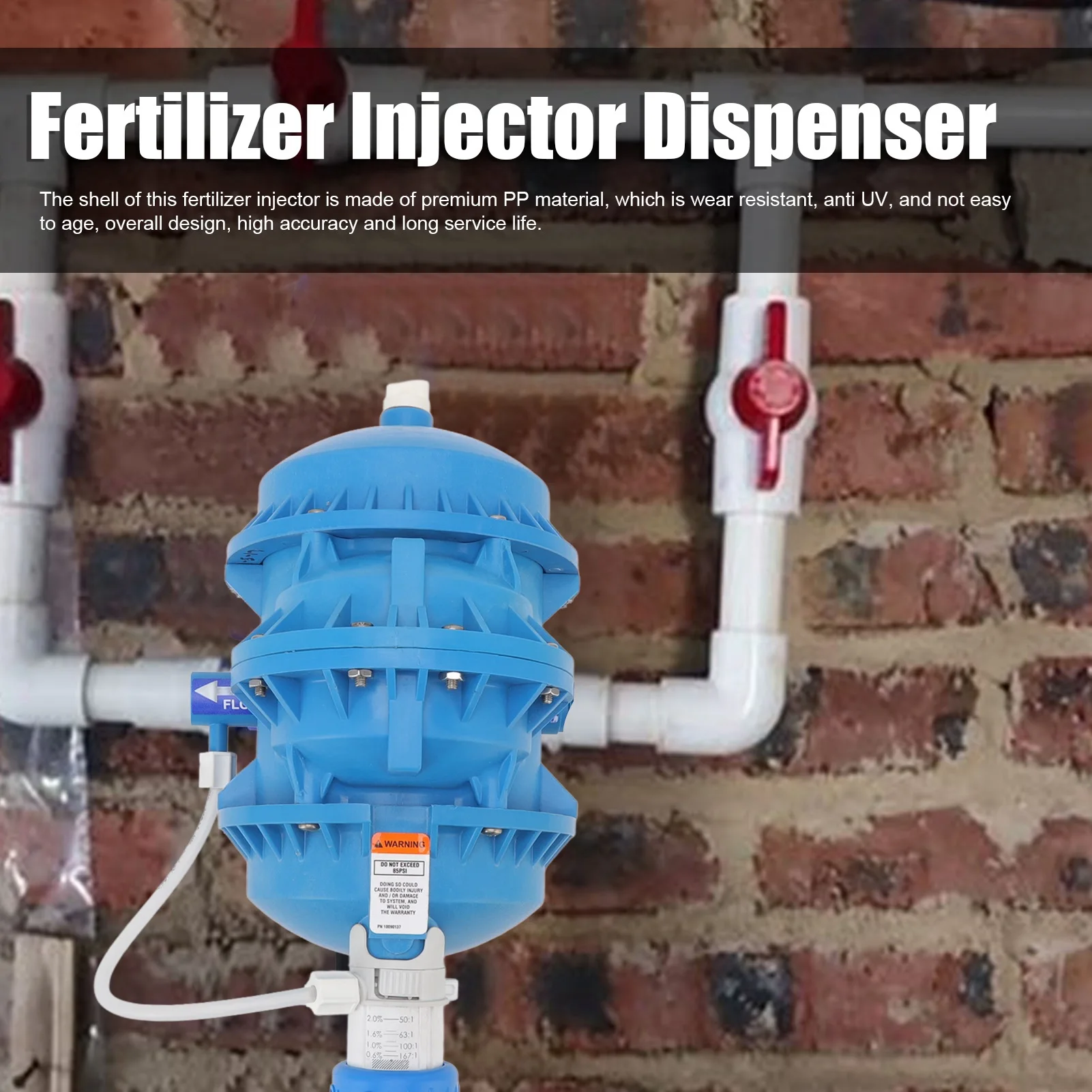 

Дозатор-инжектор для удобрений, автоматическое дозирование, пропорциональный насос для удобрений из полипропилена, наружная резьба G3/4, устойчивый к коррозии для садоводства