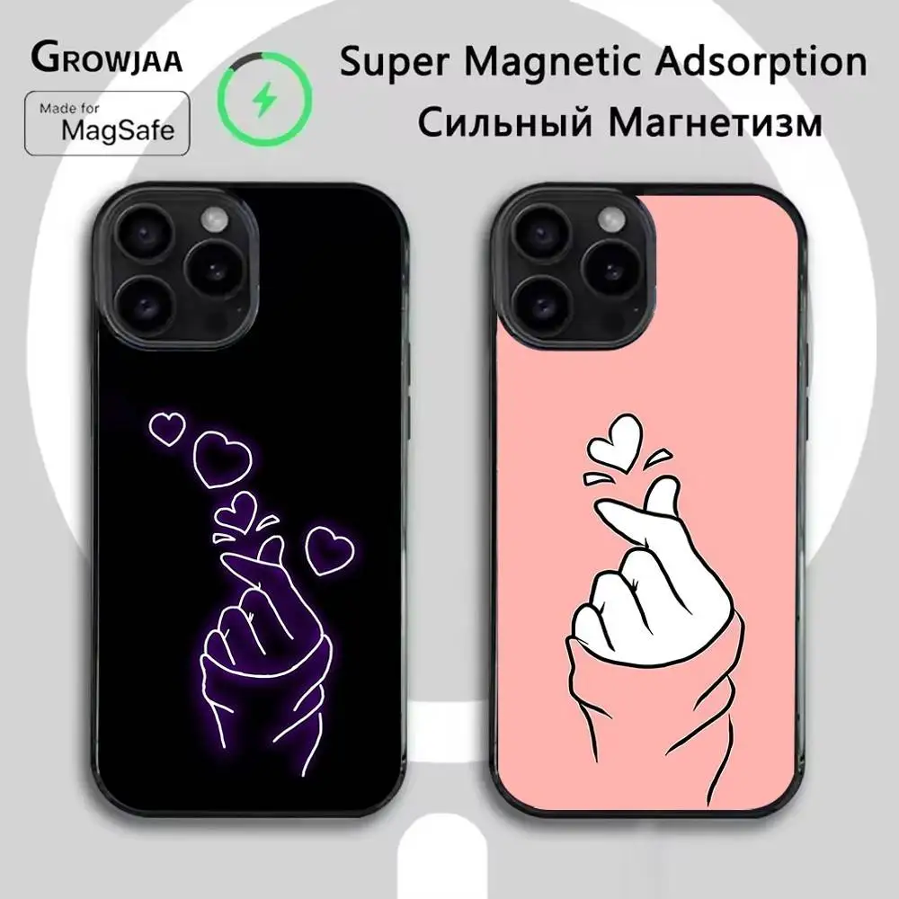 

Kpop Hand Finger Heart Phone Case For iPhone 16e,16,15,14,13,12,11,Plus,Pro,Max,Mini Magsafe Magnetic Wireless Charging