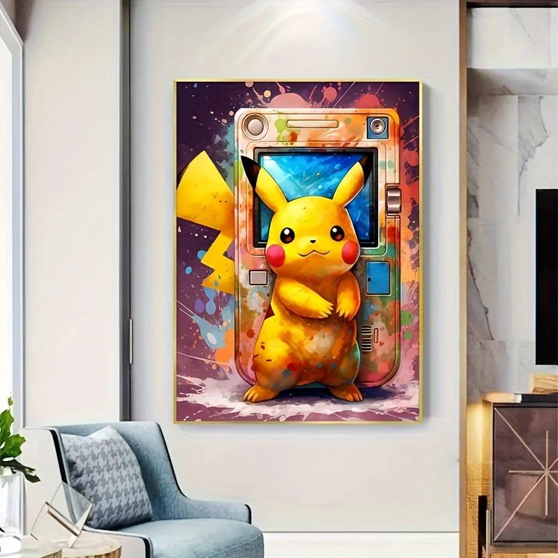 Vintage Cartoon Anime Pokemon Games Pikachu Poster Wall Art Prints Canvas Painting Wall Decor Living Room Home Decor (No Frame)