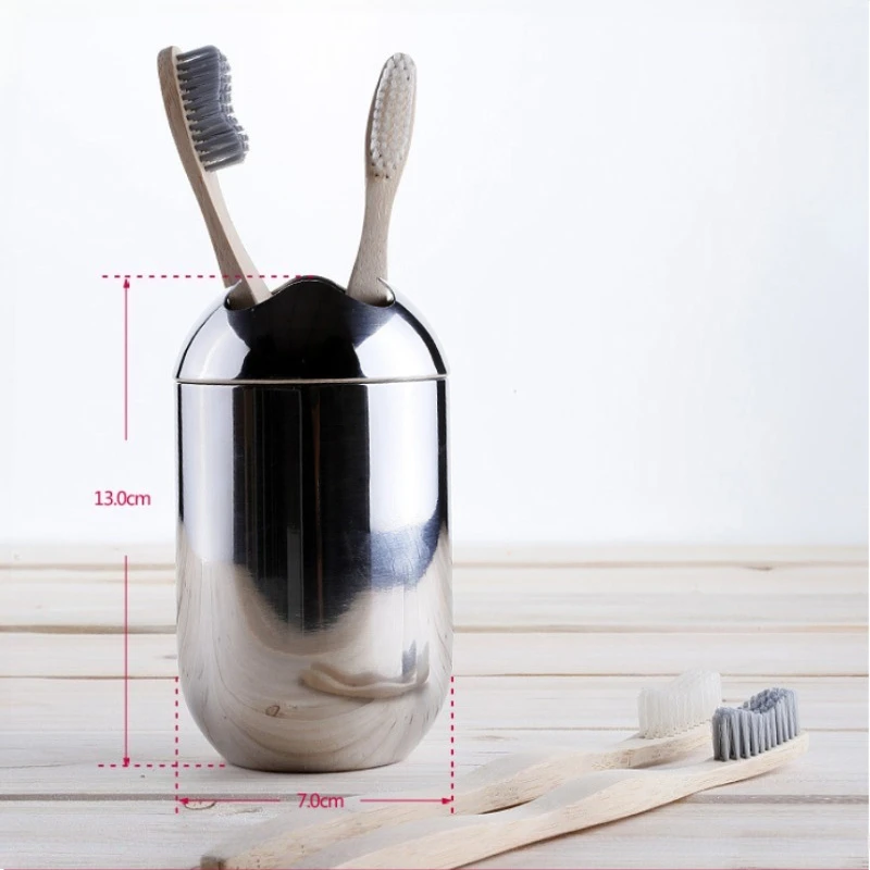 

304 Stainless Steel Toothbrush Holder Set Wall Mounted Bathroom Organizer with Cups for Countertop Storage Use
