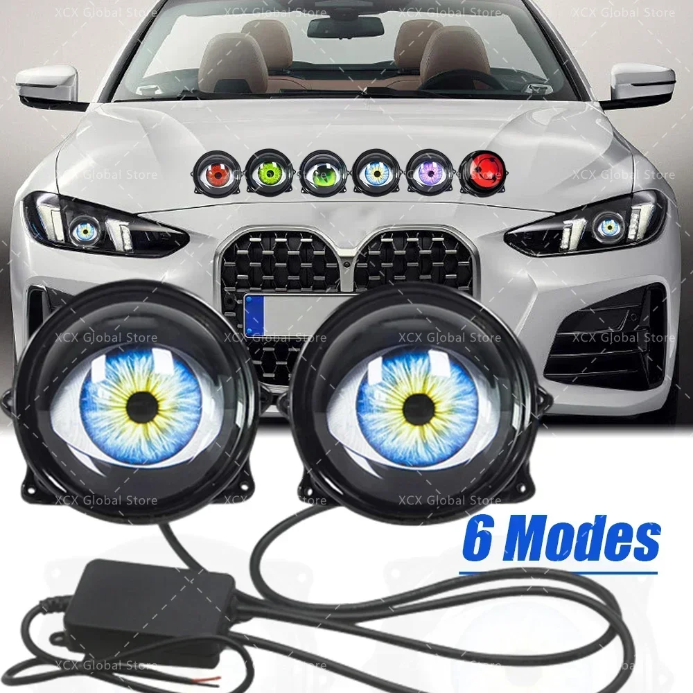 Dynamic Car Demon Eye Red Eye 3 Inch Devil Eyes Lens Lights For 12v Retrofit Kits Headlight Assembly Auto Accessories Kit