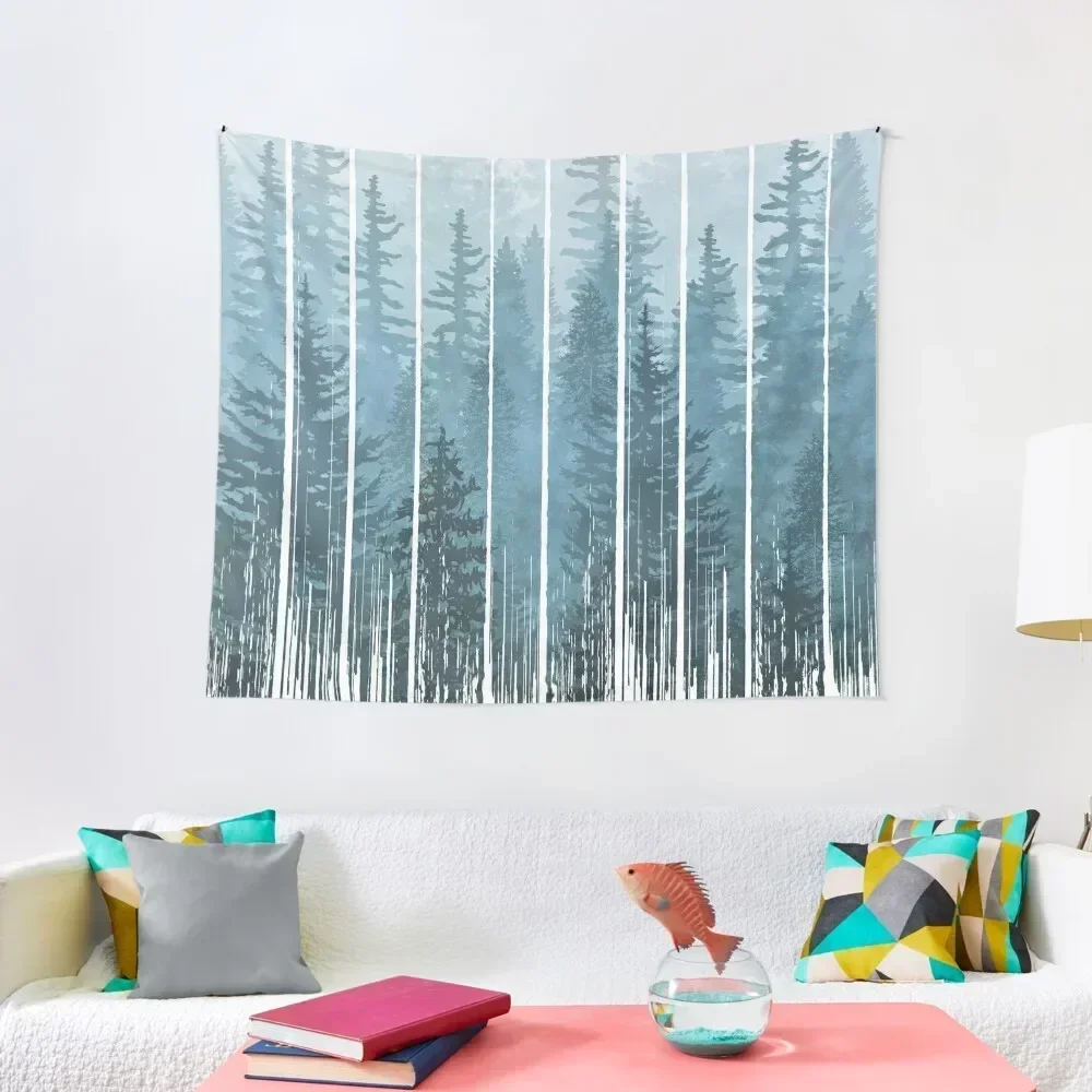 

Grunge Dripping Turquoise Misty Forest Tapestry Japanese Room Decor Wall Tapestries Tapestry