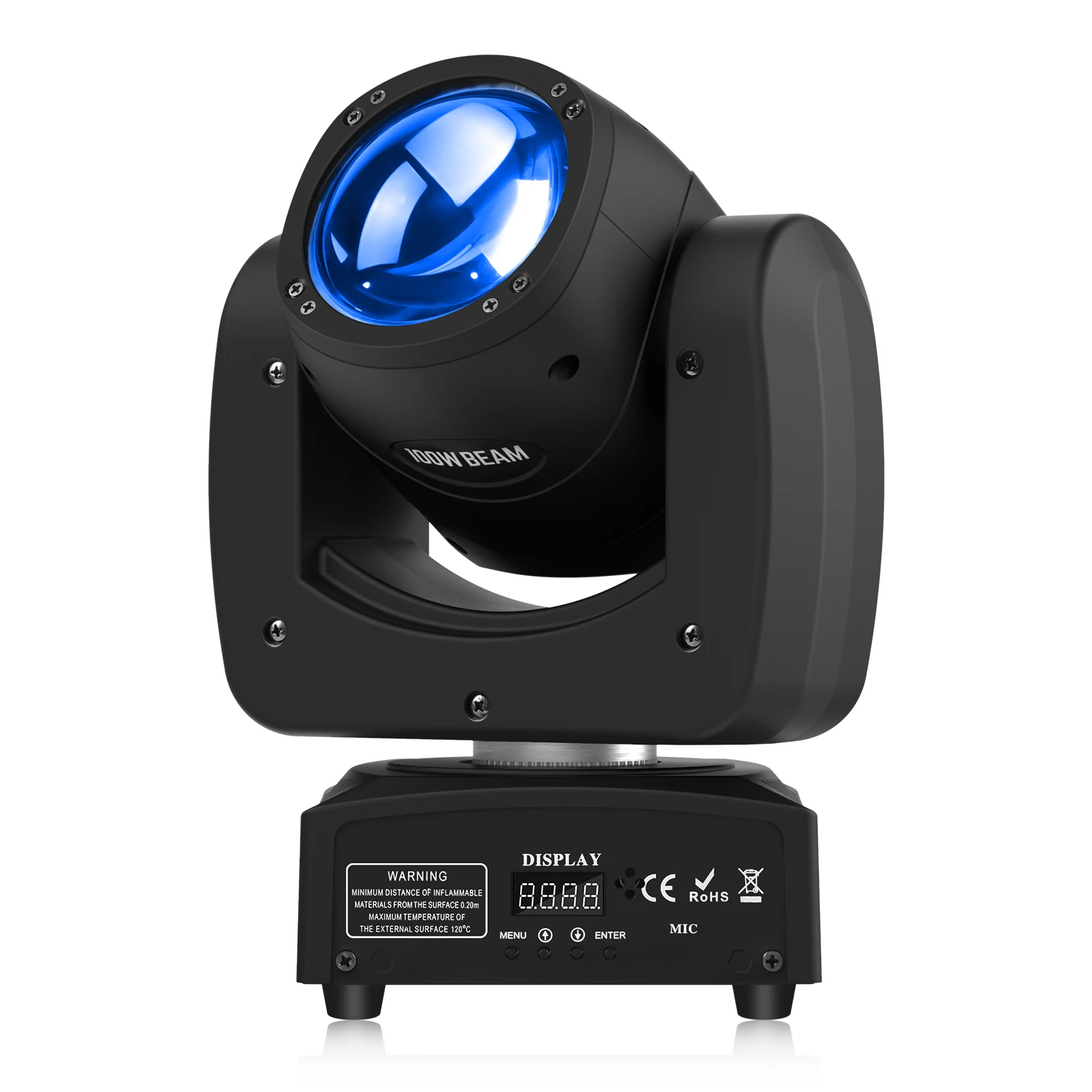 LED Stage Beam Light com cabeça móvel, som ativado, DMX para DJ, Disco, Clube, Festa, RGBW, 4 em 1, 100W