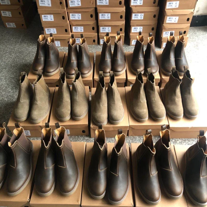 

Классические мужские ботинки челси из натуральной кожи, осенне-зимние, модные, с перфорацией, из воловьей кожи высшего слоя