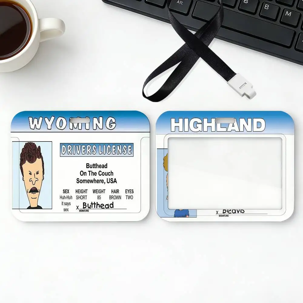 

Мультяшный держатель для карт B-Beavis And B-ButtHead для студентов с ремешком, чехол для рабочего пропуска, подарок для проездного билета