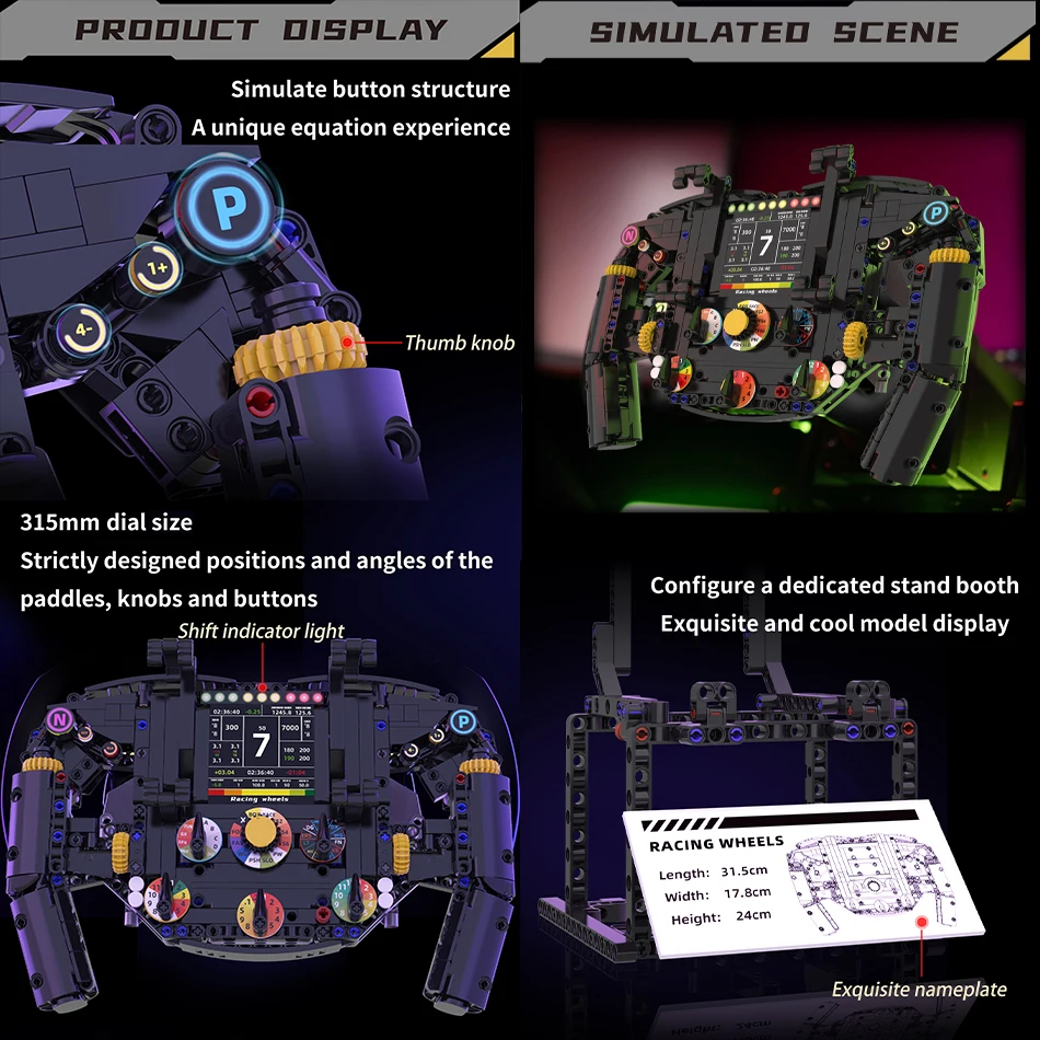 MOC التقنية سباق السيارات عجلة القيادة نموذج اللبنات الطوب اللعب حامل هاتف الإبداعية المنزل الحلي الاطفال الكبار هدية