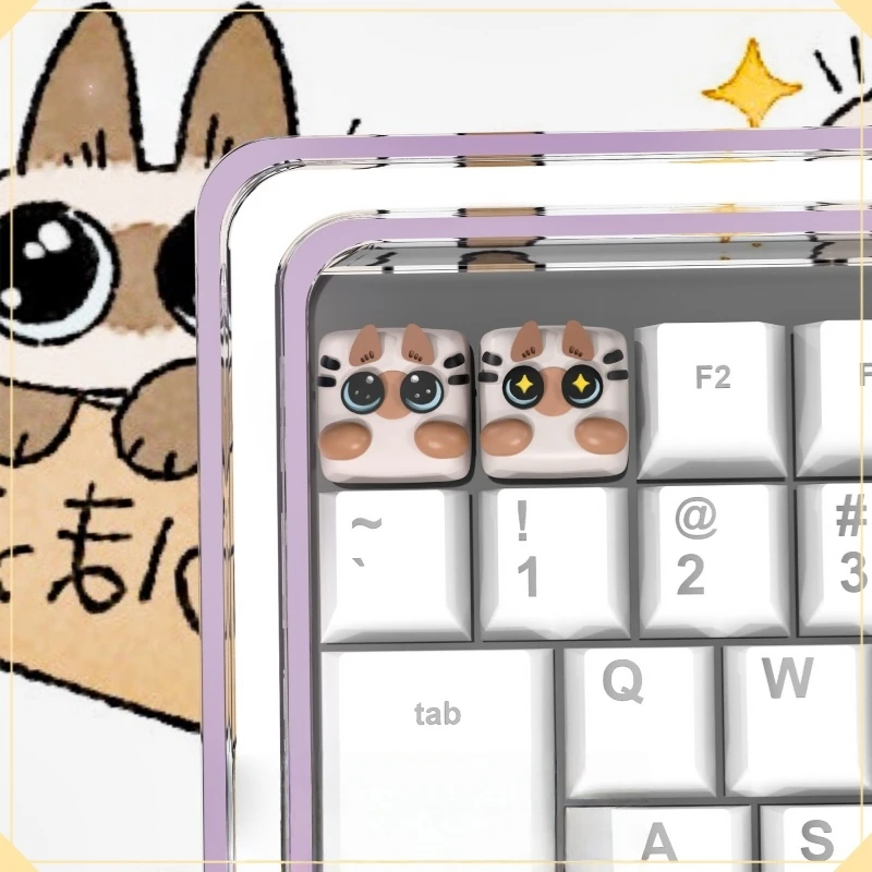 Azukisan Siamese Cat Resin Artisan Keycap - Azuki 3d Sculpted Anime Inspired Keyboard Cap (Single Piece)