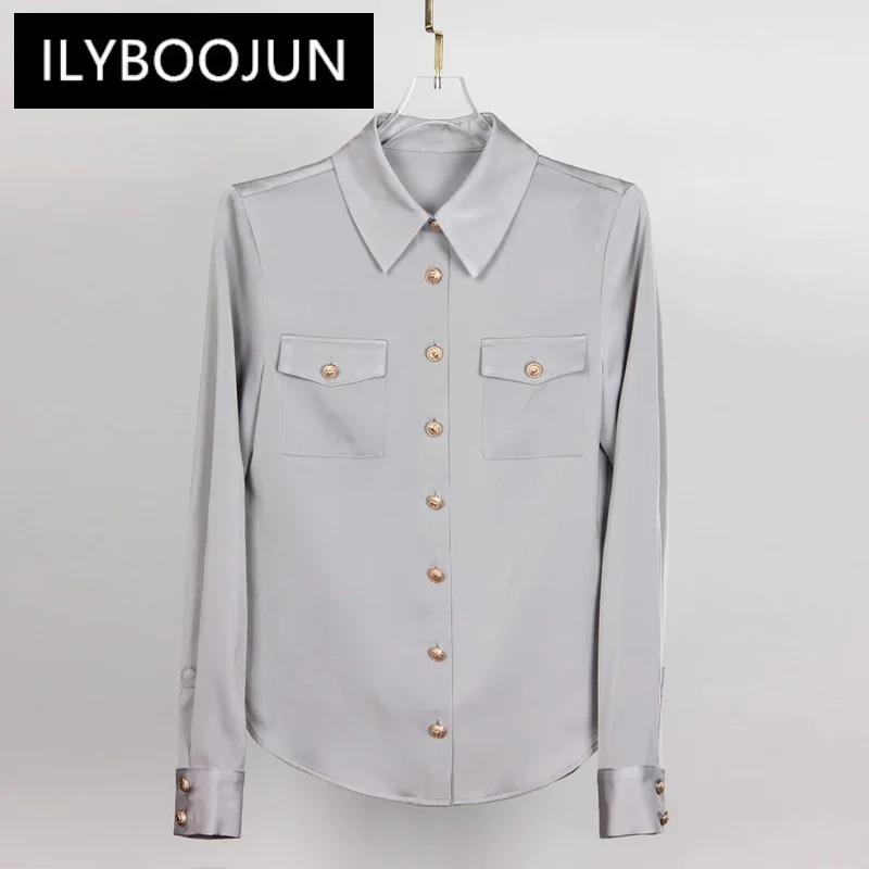 Sml Spring And Summer New Satin Shirts, Celebrities, Internet Celebrities, Comfortable And Versatile, Casual High-end Shirts