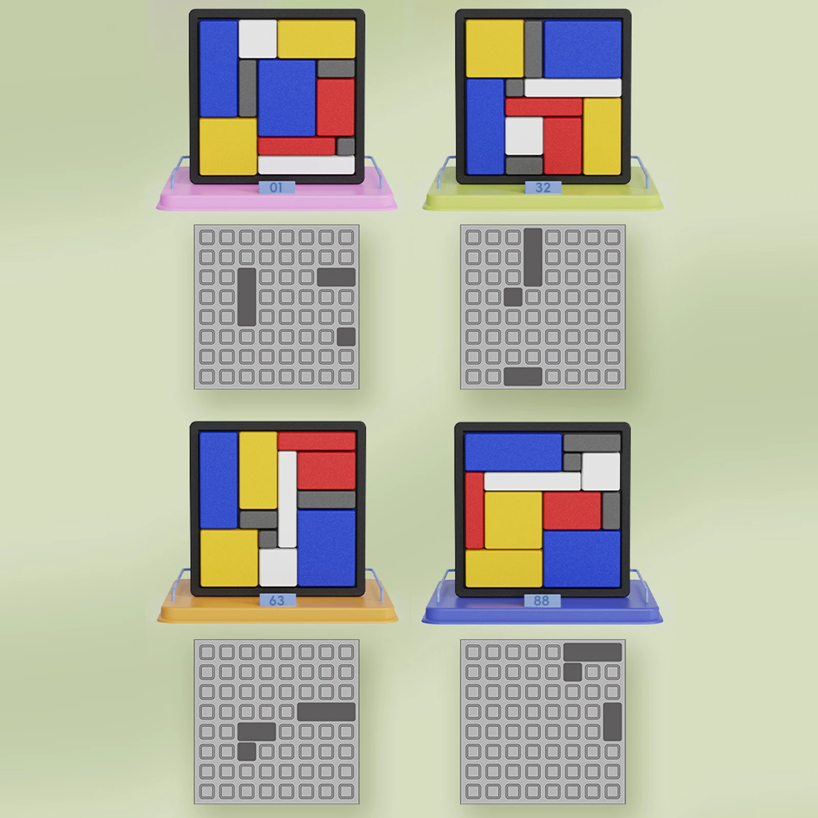 2-10 Stück Logik-Puzzle Gehirntrainingsspiel 88 Herausforderungen 4 Schwierigkeitsstufen Montessori Gehirnblöcke Puzzle-Spielzeug für Kinder und Erwachsene