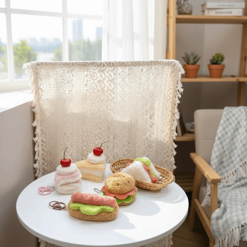 

2pcs Kawaii Design Simulation Food Plush Keychain Plush Material Creative Shape Sandwich Keyring Adorable Style Simulation Food