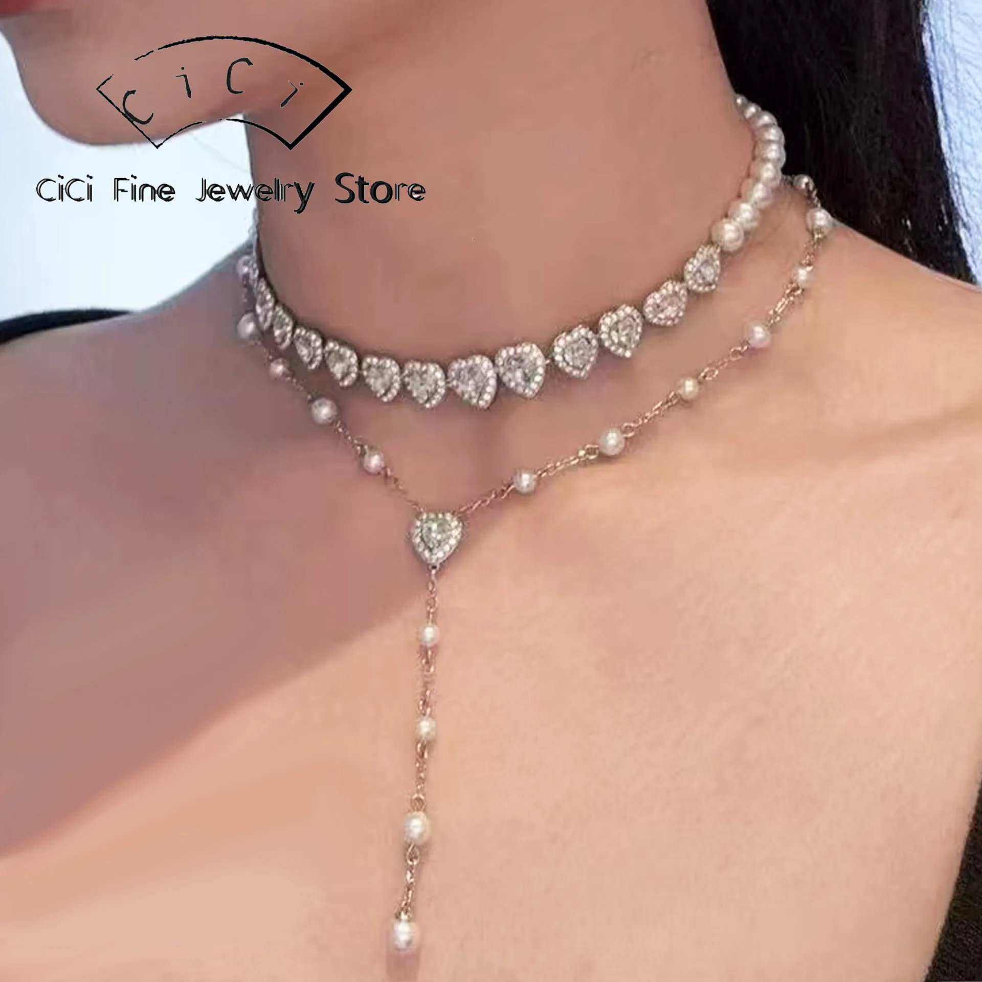 2025 New Trend Pearl Necklace Wedding Fine Jewelry Set Original Heart Collection Charm for Women Necklace Earrings Bracelet Ring