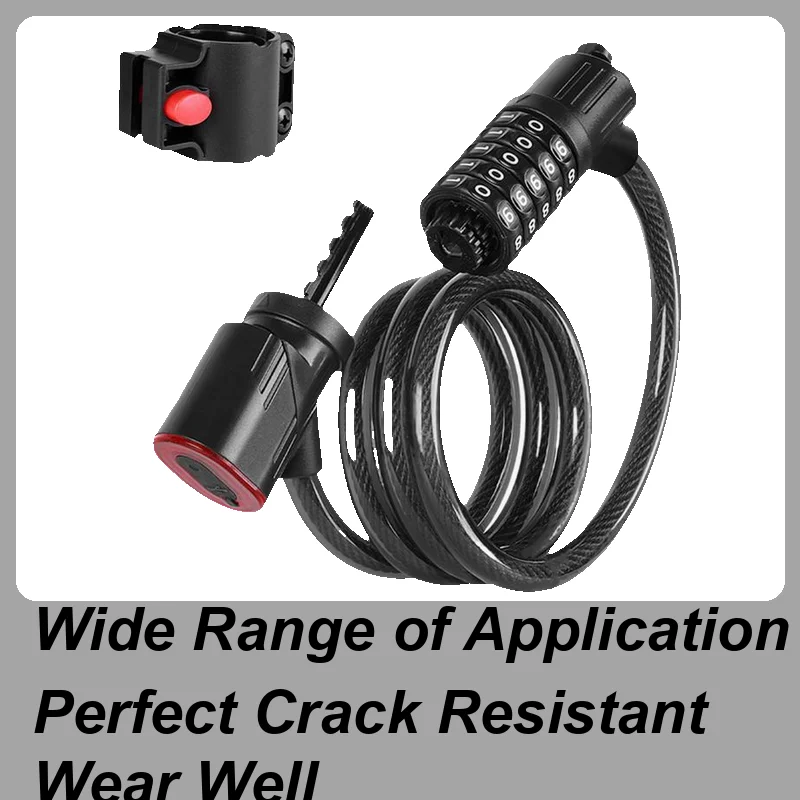 

Chain Lock For Bike Anti Theft Safety Rechargeable Combo Lock With Taillight Cut-Resistant Safety Bike Accessories For Urban