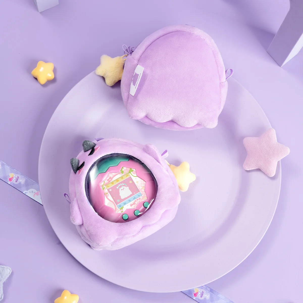 For Tamagotchi Paradise/UNI Purple Little Devil Cute Transprent Storage Bag With Strap Stylish Crossbody Portable Storage Case