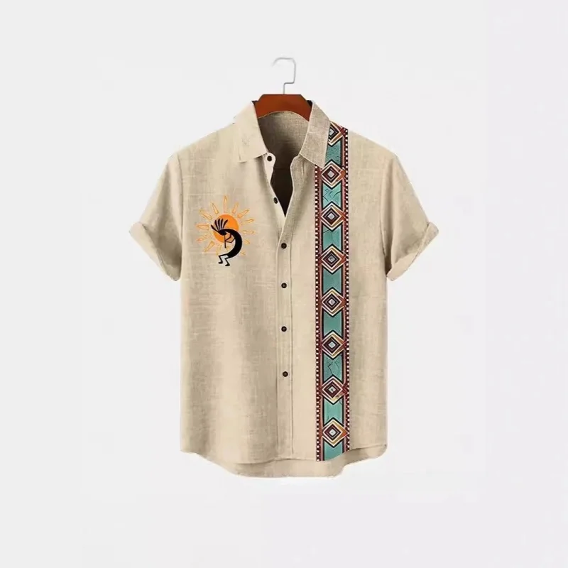 

Ретро повседневный ort Sve мужской irt rican Tribe с вышивкой свободного кроя дышащий летний Faion Light Maturi Sle