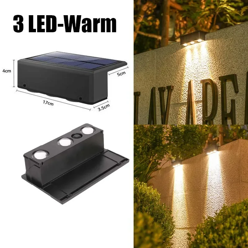 VENUSWING 1/2/6 Stück Solar-Wandleuchte für den Außenbereich, wasserdichte Zaunlampe, ultrastarke Strahlerbeleuchtung für Gartenzaun oder Außenwand 5