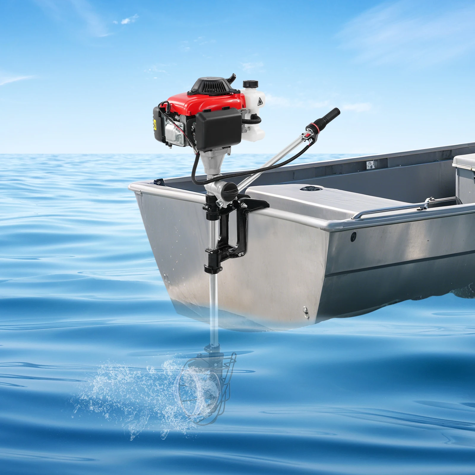 

Outboard Motor, 4-Stroke 4.0HP Boat Engine, Aluminum Alloy Gasoline Outboard Motor for Inflatable Boats, Fishing Boats
