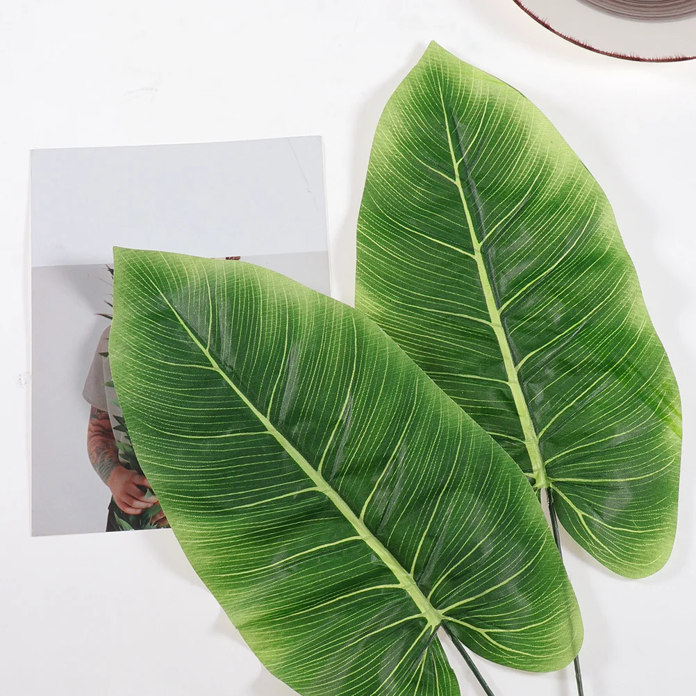 

2 pcs Artificial Leaves Green For Home Kitchen Party Decor Evergreen Foliage Fake Plant Greenery Faux Leaves Plastic Greenery