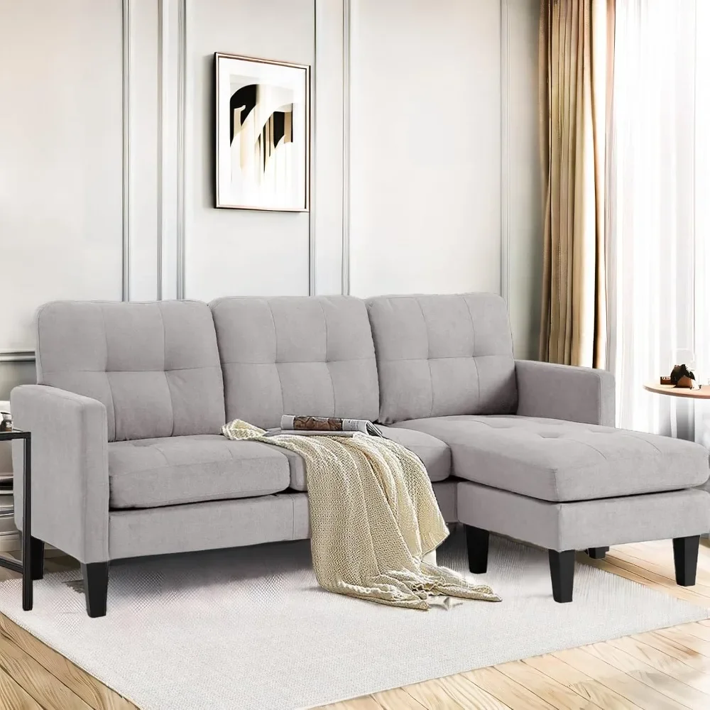 L-Shaped Sectional Modern Sofa - Convertible Sofa Sleeper Sofa Bed Couch Set with Reversible Chaise