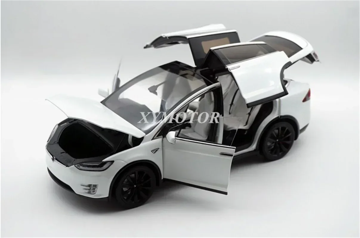 1/18 For Tesla Model X P100D SUV Diecast Model Car White/Gray Kids Toys Gift Display Collection Ornaments