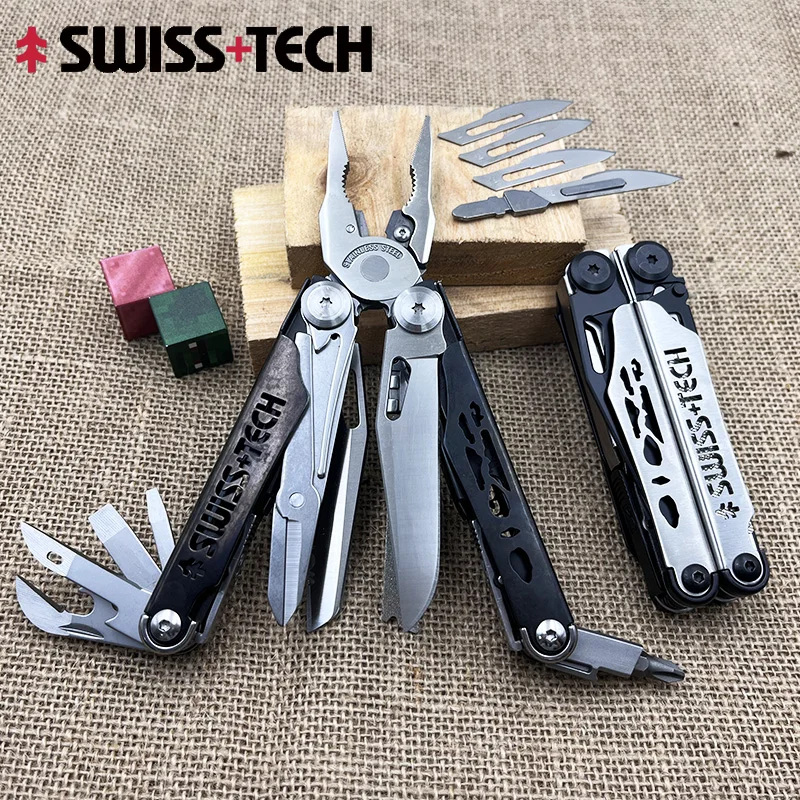 

SWISS TECH 37 In 1 Multitool Pliers Folding Multi Tool Outdoor Camping Survival EDC Tools With Replaceable Blades Kit