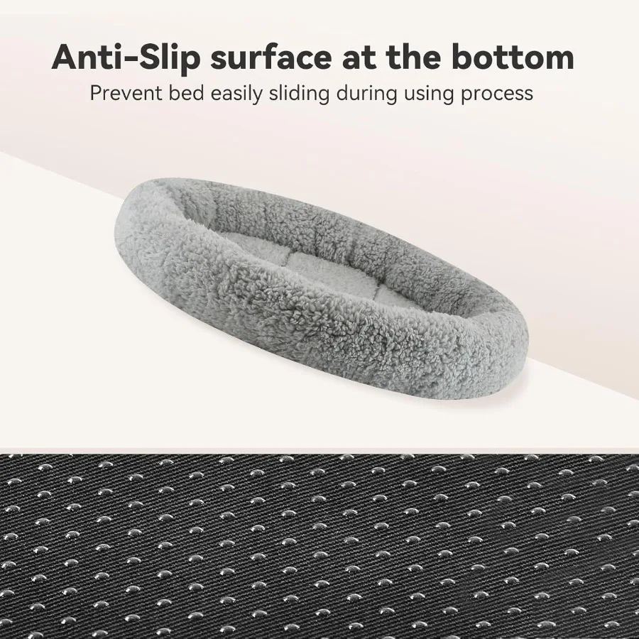 Cama redonda para gatos internos e cães pequenos a médios 19,5 x 19,5 x 2 polegadas Cama para animais de estimação com travesseiro circundante de pelúcia