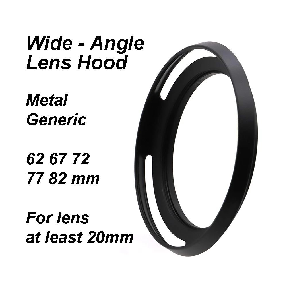 Generic Metal Wide Angel Lens Hood Screw-in 62 67 72 77 82 mm Universal Black lens focal distance at least 20mm (Full Frame)