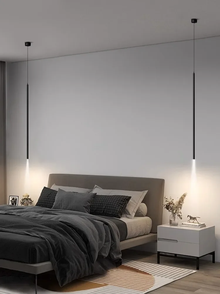 Modern Minimalist LED Longer Pendant Lights For Bedroom Bedside Reading Chandelier Lamps Living Room Bar Coffee Decor Fixtures