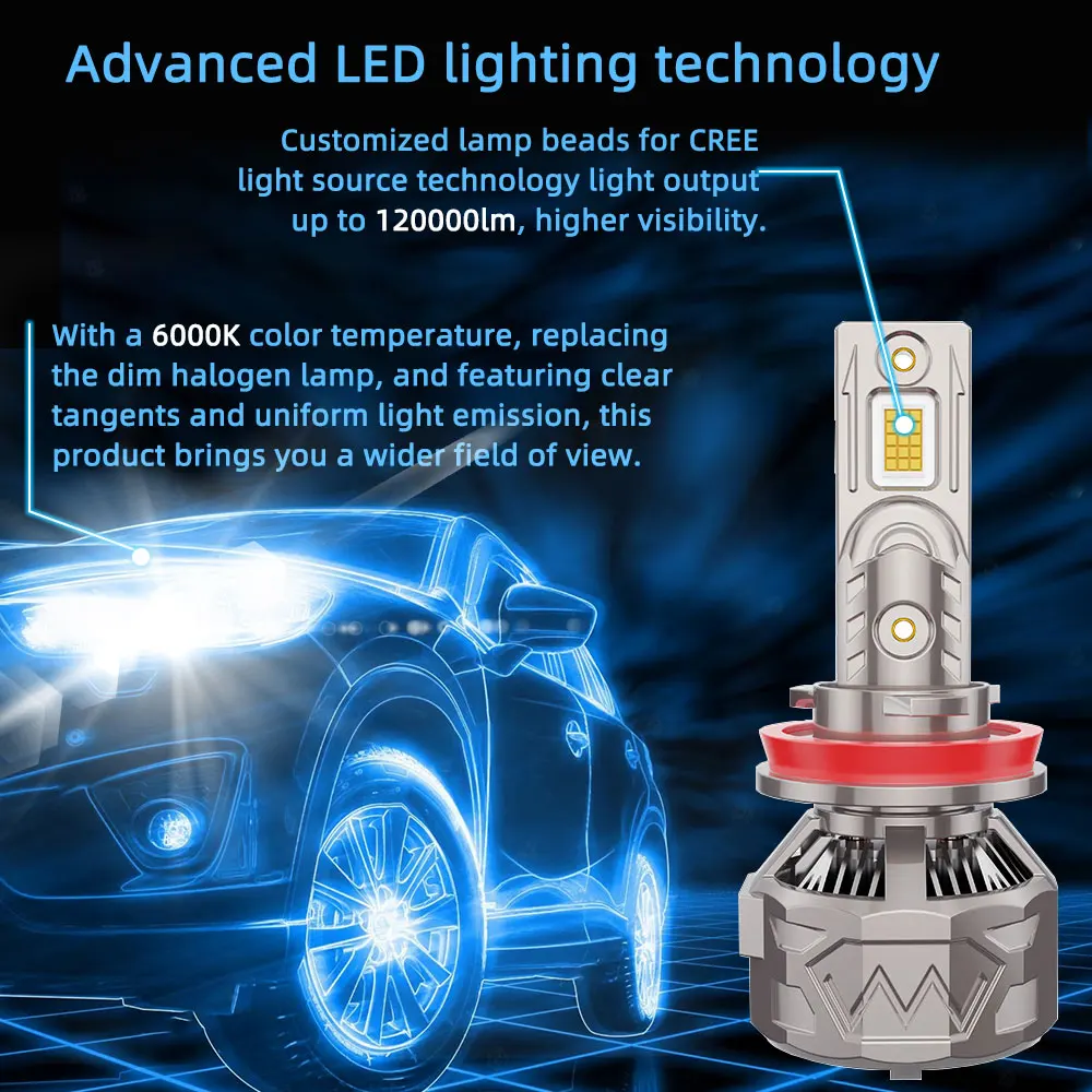 جديد h7 led المصباح الحقيقي 170 واط h1 h4 h7led h8 h11 9005 9006 hb4 hb3 مصابيح السيارة Canbus 6000k 12 فولت السوبر مشرق كشافات لمبة #4