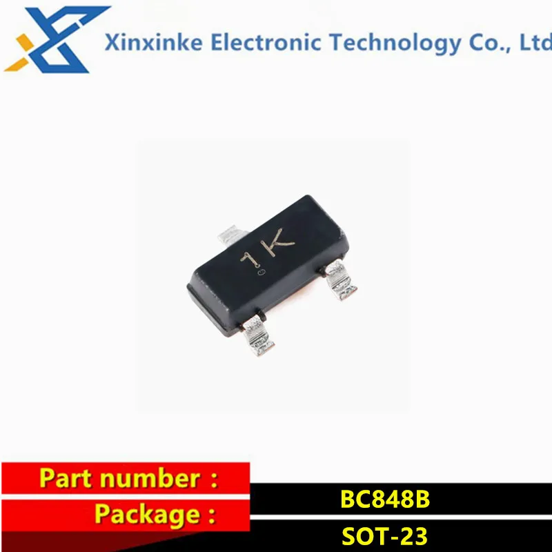 100PCS BC848B,215 BC848B Marking：1KW/1K SOT-23 30V/100mA NPN Transistor SMD Triode
