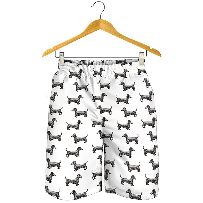 Cute Dachshund 3D Print Beach Shorts Men Surf Board Shorts Animal Dog Graphic Short Pants Summer Quick Dry Swimming Trunks