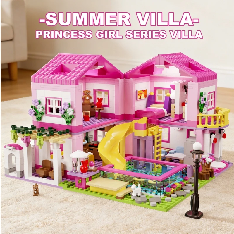 

Summer Villa Castle Girls' Building Blocks Assembly and Arrangement Puzzle Toy Princess Jigsaw Puzzle Gift