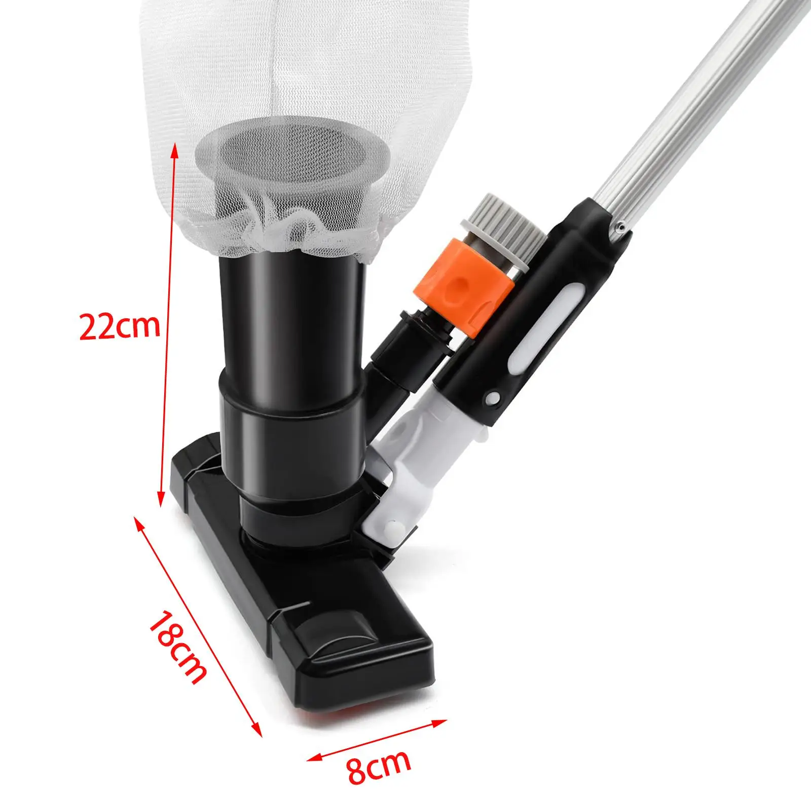 Swimming Pool Vacuum Head 5.2ft Pole Portable Suction Cleaner with Mesh Bag for Pond Tub Spa Fountain Underwater Debris Pickup